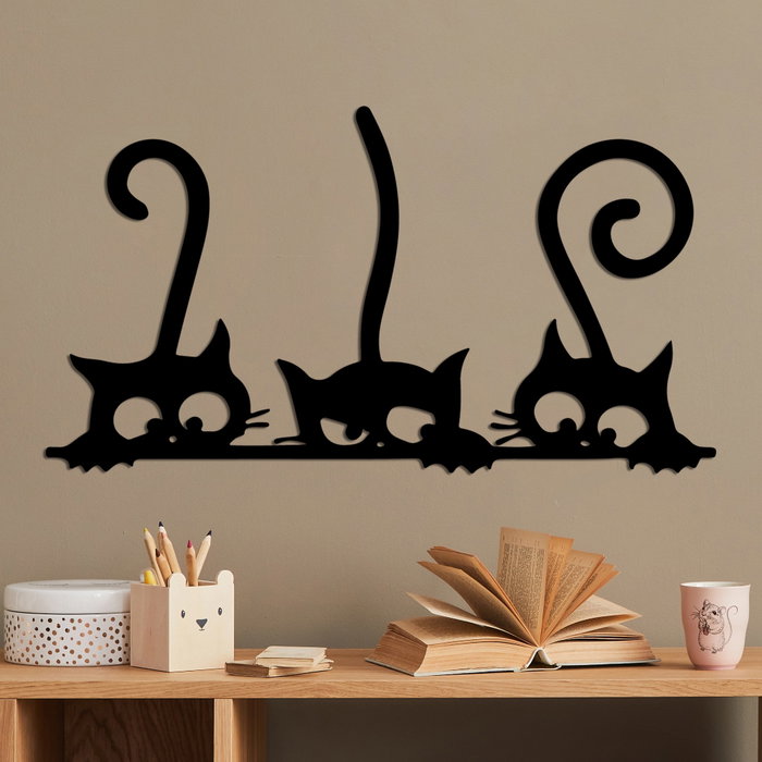Wallity Cat 5 Escultura de Pared de Metal Negra